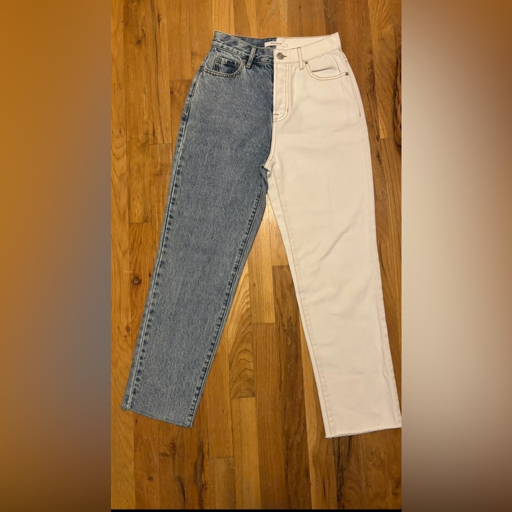 PacSun Two-Tone High Rise Straight Jeans